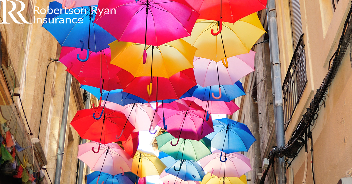 Multiple colorful umbrellas